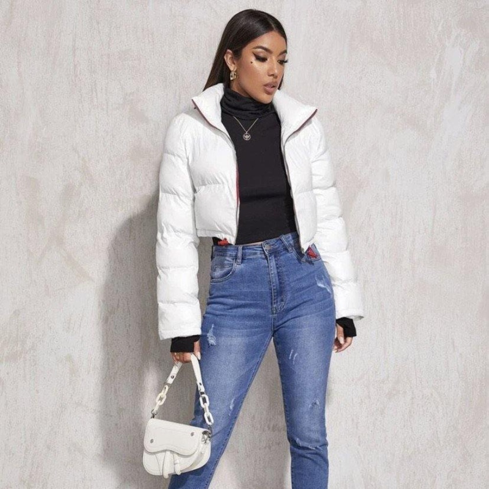 White Hem Puffer Jacket